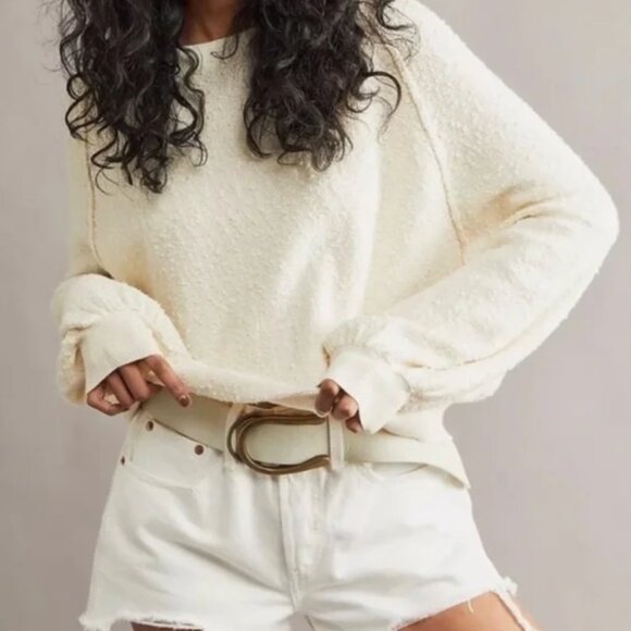 Free People | Found My Friend Pullover Sweater Minimalist in Cream | Size Medium - Picture 1 of 16